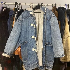 Oversize sheep and jeans reversible coat VEGAN